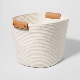 13 Inch Cream Decorative Coiled Rope Storage Basket (Color: Cream)