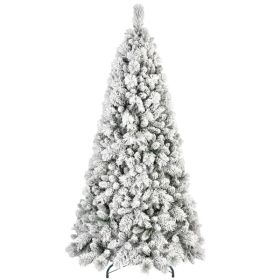 Artificial 5ft Flock Christmas Tree With 518PVC/Hard Needle Mixed Branch Tips,Hinged Premium & Foldable Base For Indoor Holiday Decorating (Option: defaulttitle)